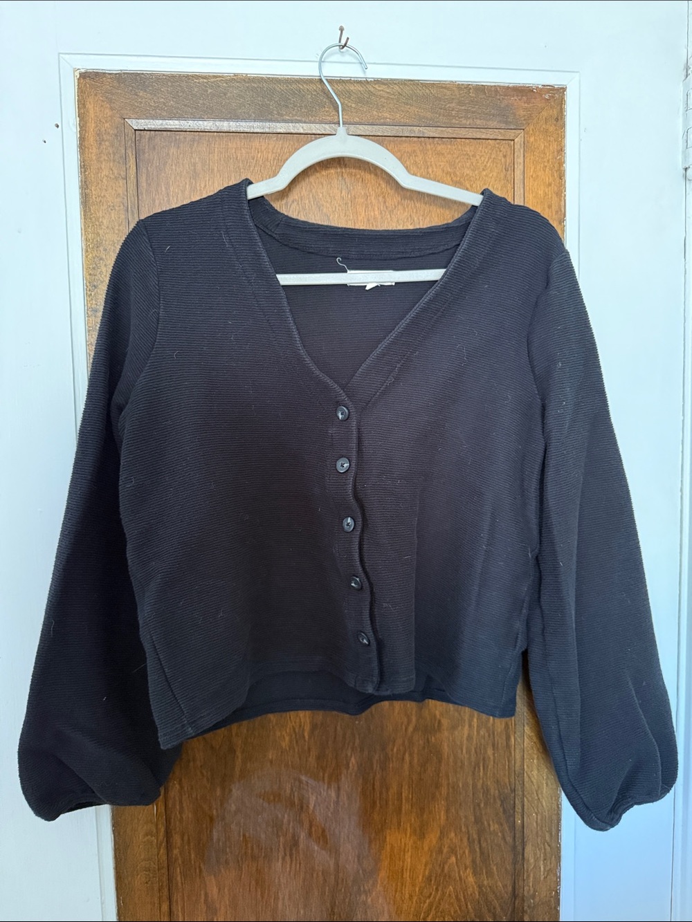 Madewell Black Textured Knit Top - XL